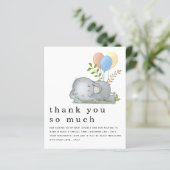 Papier BUDGET Elephant Blue Boy Baby shower Merci (Debout devant)