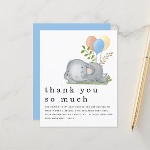 Papier BUDGET Elephant Blue Boy Baby shower Merci