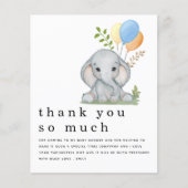 Papier BUDGET Elephant Boy Baby shower Merci bleu (Devant)