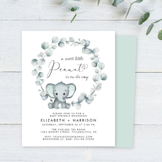 Papier Budget Elephant Couples Baby Sprinkle Invitation