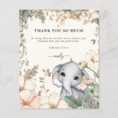 Papier Budget Elephant Floral Crème Baby shower Merci (Devant)
