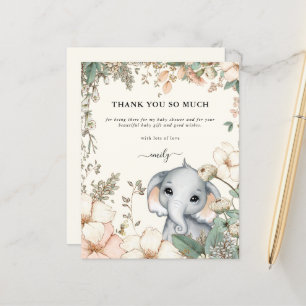 Papier Budget Elephant Floral Crème Baby shower Merci