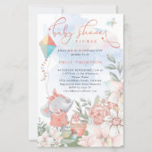 Papier Budget Elephant Florals Baby shower Pique-nique In (Devant)