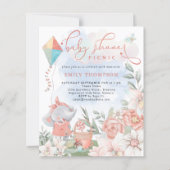 Papier Budget Elephant Florals Baby shower Pique-nique In (Devant)