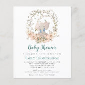 Papier Budget Elephant Foliage Boy Baby shower Invitation (Devant)