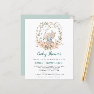 Papier Budget Elephant Foliage Boy Baby shower Invitation