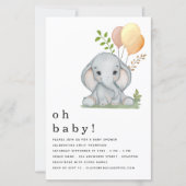 Papier Budget Elephant Girl Baby shower garçon Invitation (Devant)