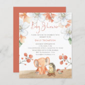 Papier Budget Elephant Hérisson Florals Baby shower fille (Devant / Derrière)