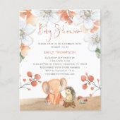 Papier Budget Elephant Hérisson Florals Baby shower fille (Devant)