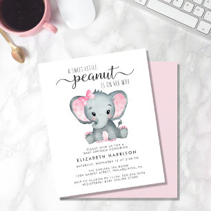 Papier Budget Elephant rose Baby Girl Sprinkle Invitation