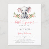 Papier Budget Eléphant rose bébé fille douche Invitation (Devant)