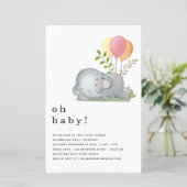 Papier BUDGET Elephant rose fille Baby shower Invitation (Debout devant)