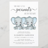Papier Budget Elephant Twin Boys Baby shower Invitation (Devant)