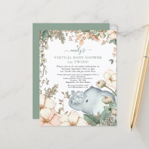 Papier Budget Elephant Twins Baby shower virtuel Invitati