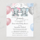 Papier Budget Elephant Twins Balloon Baby shower virtuel (Devant)