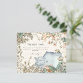 Papier Budget Elephant Twins Cream Baby shower Merci (Debout devant)