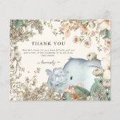 Papier Budget Elephant Twins Cream Baby shower Merci (Devant)