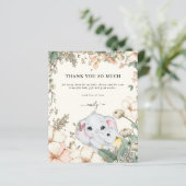 Papier Budget Elephants Crème Baby shower Merci (Debout devant)