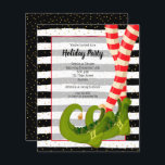 Papier Budget Elf Legs Invitations de Noël<br><div class="desc">Les petites invitations en papier de 4, 5 po x 5, 6 po présentent des jambes elfes rayées amusantes avec des bottes vertes sur des rayures noires et blanches et des informations de fête en lettres chic sur ces invitations de fêtes de Noël. Ces invitations abordables sont imprimés sur du...</div>