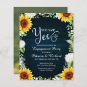 Papier Budget Elle A Dit Oui Engagement Partie Invitation (Devant / Derrière)