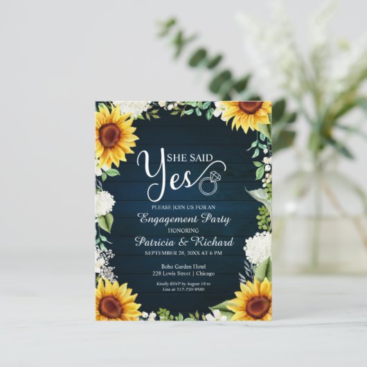 Papier Budget Elle A Dit Oui Engagement Partie Invitation (Debout devant)