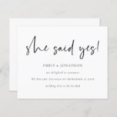 Papier Budget Elle A Dit Oui Faire-part Fiançailles (Devant / Derrière)