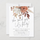 Papier Budget Elle A Dit Oui Floral Engagement Invitation (Devant)