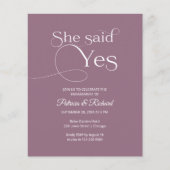 Papier Budget Elle A Dit Oui Invitations Du Parti Engagem (Devant)