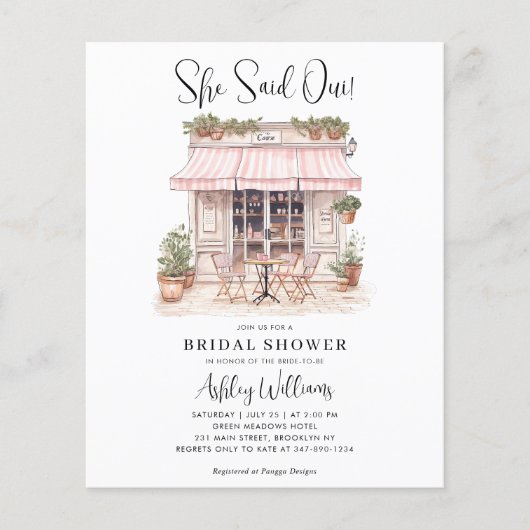 Papier Budget Elle A Dit Oui Paris Thème Café Fête des ma (Devant)