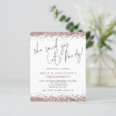 Papier Budget Elle A Dit Oui Rose Parties scintillant Or  (Debout devant)