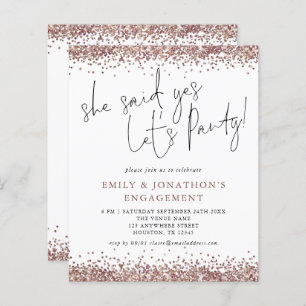 Papier Budget Elle A Dit Oui Rose Parties scintillant Or 