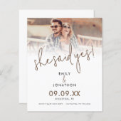 Papier Budget Elle A Dit Oui Superposition Photo Enregist (Devant / Derrière)