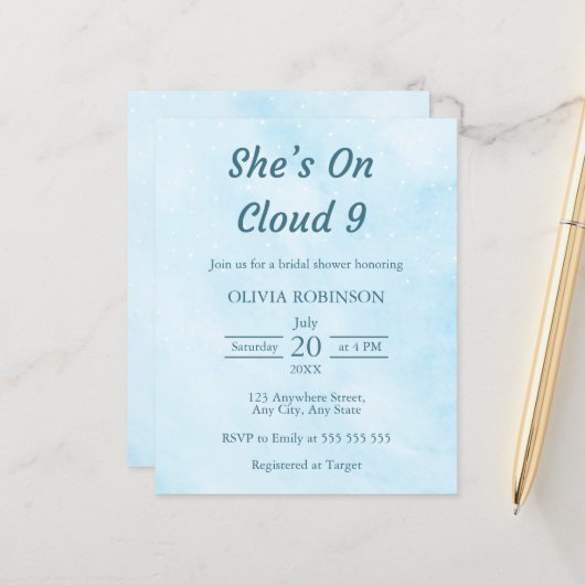 Papier Budget Elle est dans le nuage 9 nuptiale (Devant/Arrière en situation)