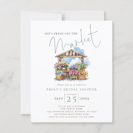 Papier Budget Elle est fraîche sur le marché Baby Shower (Devant)