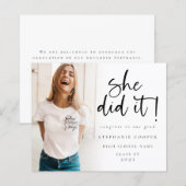 Papier Budget Elle L'A Fait Photo Graduation Faire-part (Devant / Derrière)