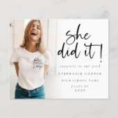 Papier Budget Elle L'A Fait Photo Graduation Faire-part (Devant)