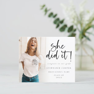 Papier Budget Elle L'A Fait Photo Graduation Faire-part