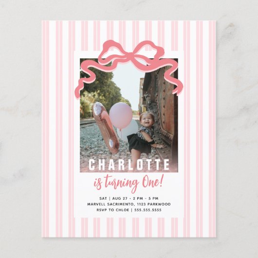 Papier Budget Elle tourne un arc rose en forme Anniversai (Devant)