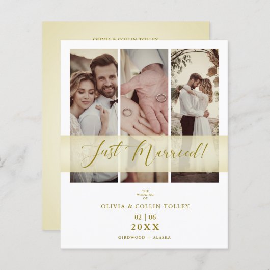 Papier Budget Eloped 3 Photos Juste Marié Main Lettré (Devant / Derrière)