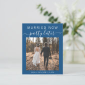 Papier Budget Elopement Photo Mariage bleu Faire-part (Debout devant)