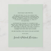 Papier Budget Elopement Photo Sage Mariage Faire-part (Dos)