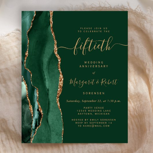Papier Budget Emerald Agate Gold 50th Anniversary Party