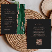 Papier Budget Emerald Agate Rose Gold QR Code Mariage