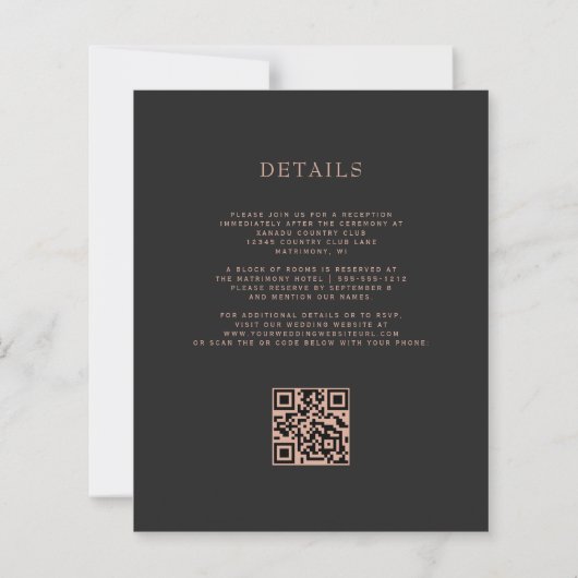 Papier Budget Emerald Agate Rose Gold QR Code Mariage (Dos)