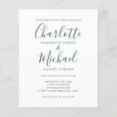 Papier Budget Emerald Faire-part de mariage de script ver (Devant)