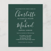 Papier Budget Emerald Faire-part de mariage de script ver (Devant)