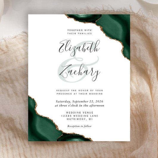 Papier Budget Emerald Green Agate Corners Mariage Invitat