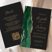 Papier Budget Emerald Green Agate Dark QR Code Mariage
