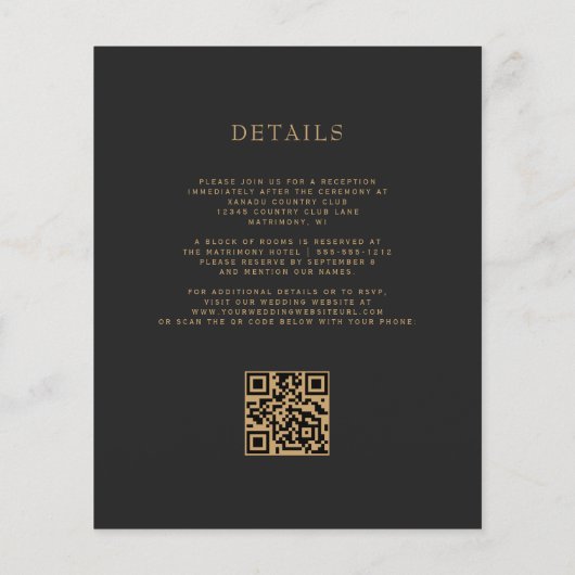 Papier Budget Emerald Green Agate Gold QR Code Mariage (Dos)