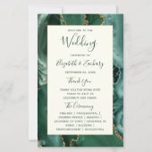 Papier Budget Emerald Green Agate Ivory Wedding Program (Devant)